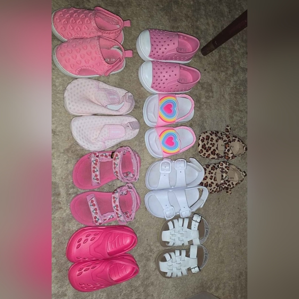 Pink and White Kids Sandals Size 5&6 $40 For All 9 Pair